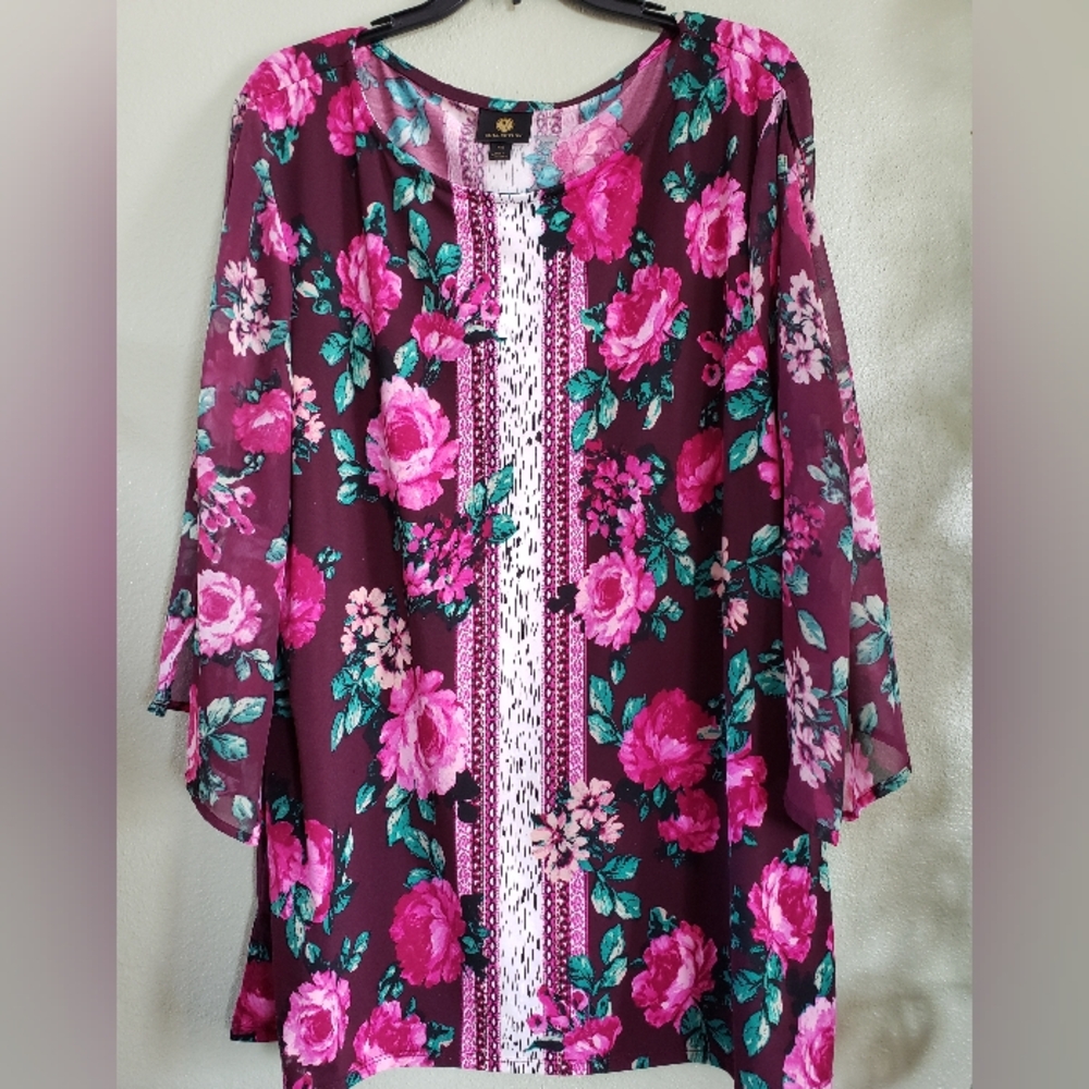 Macy's Hot Pink Rose Women's Top Size XXL